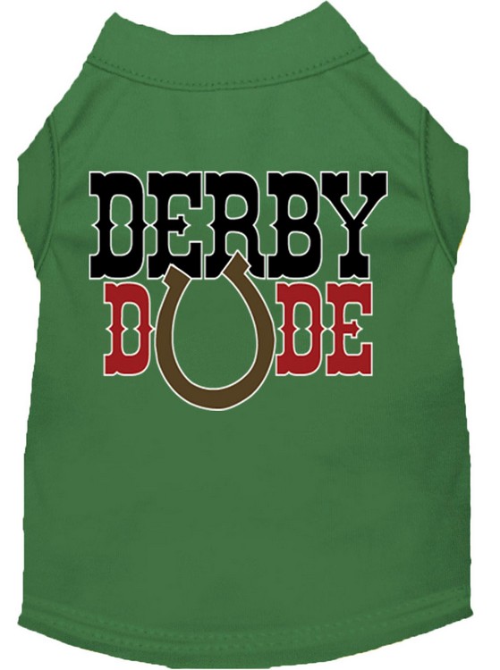 Derby Dude Screen Print Dog Shirt Green Lg